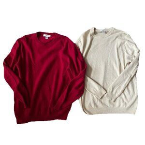 Turnbury Sweater Men’s Set Of Two Cashmere Crew Neck Large Red Cream Sweaters
